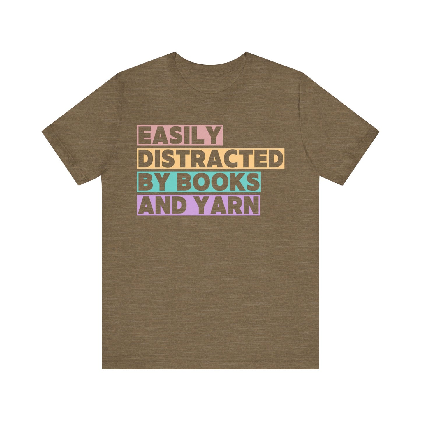Easily Distracted by Books And Yarn (block) T-Shirt