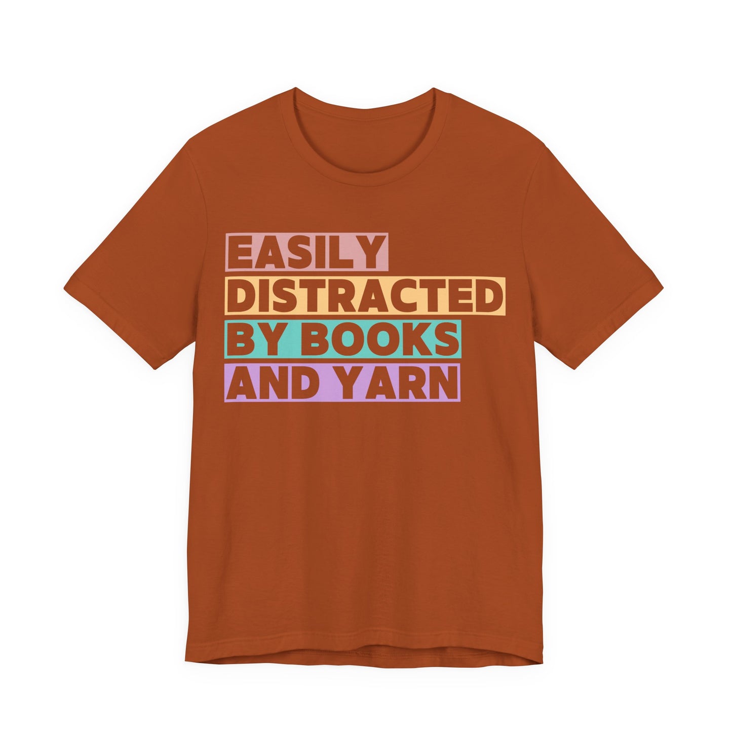 Easily Distracted by Books And Yarn (block) T-Shirt