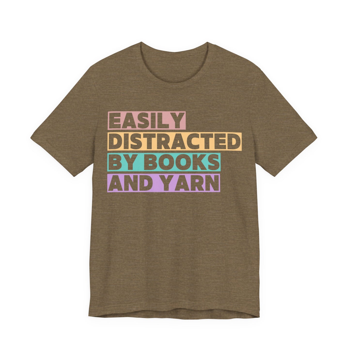 Easily Distracted by Books And Yarn (block) T-Shirt