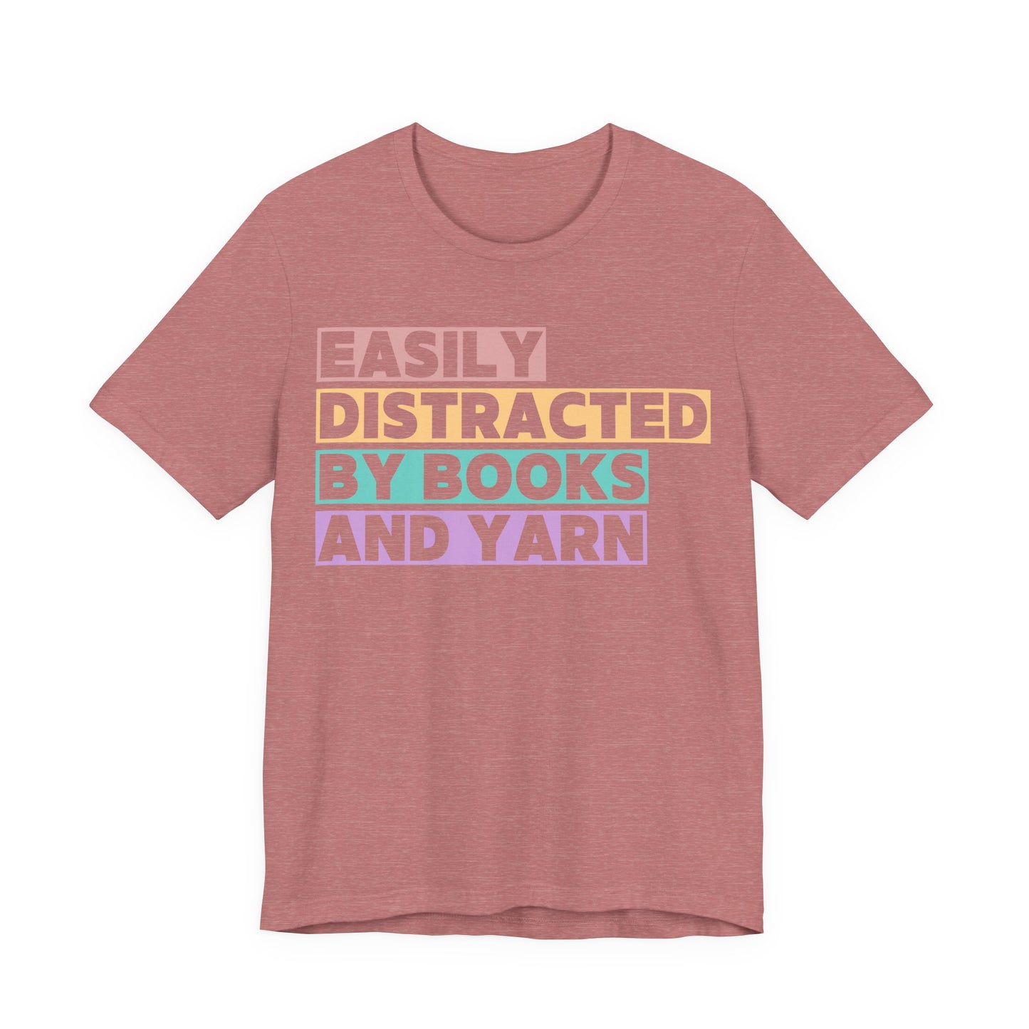 Easily Distracted by Books And Yarn (block) T-Shirt