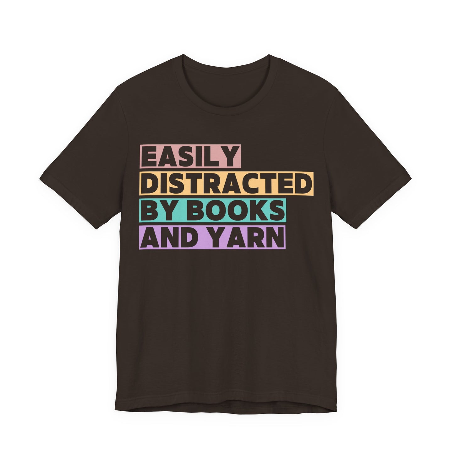 Easily Distracted by Books And Yarn (block) T-Shirt