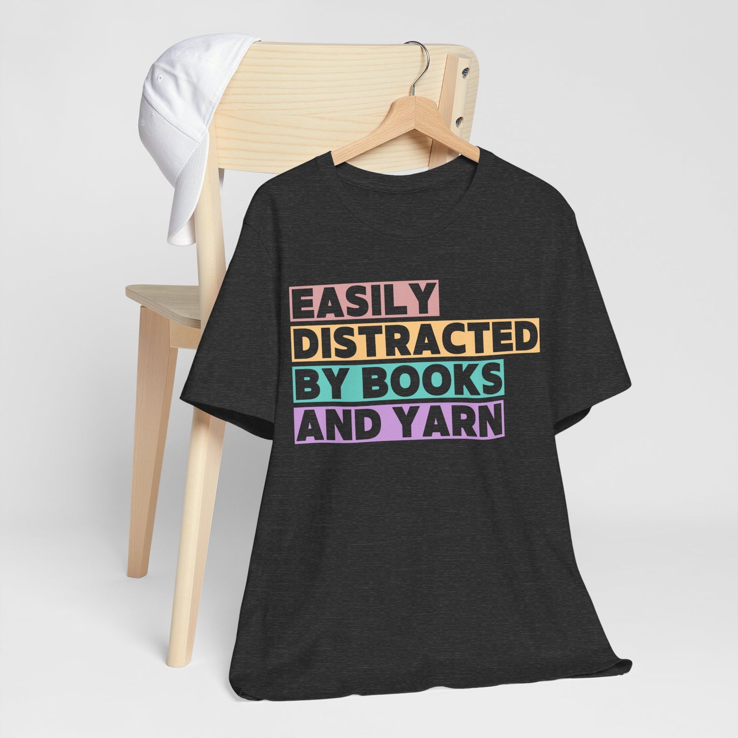 Easily Distracted by Books And Yarn (block) T-Shirt