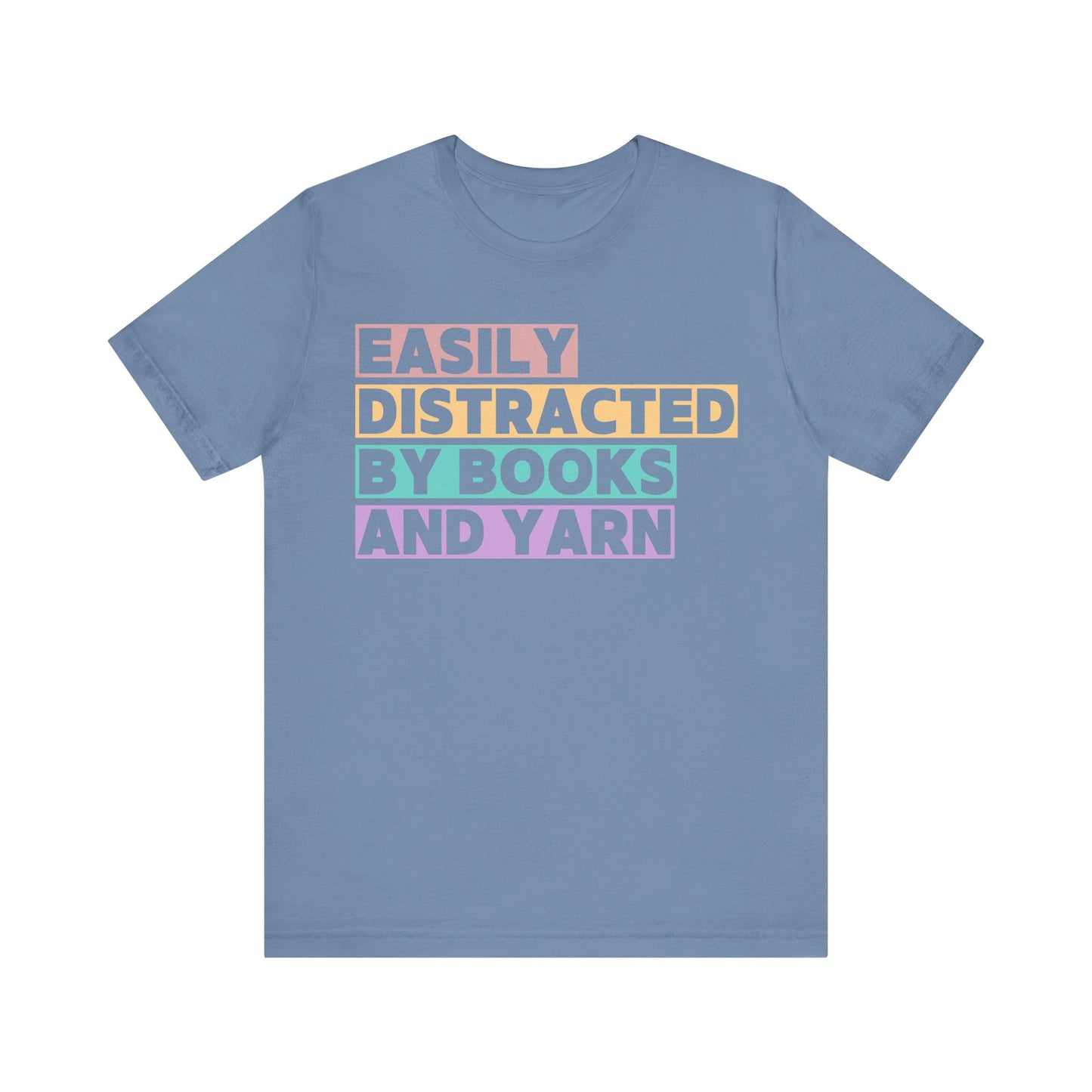 Easily Distracted by Books And Yarn (block) T-Shirt
