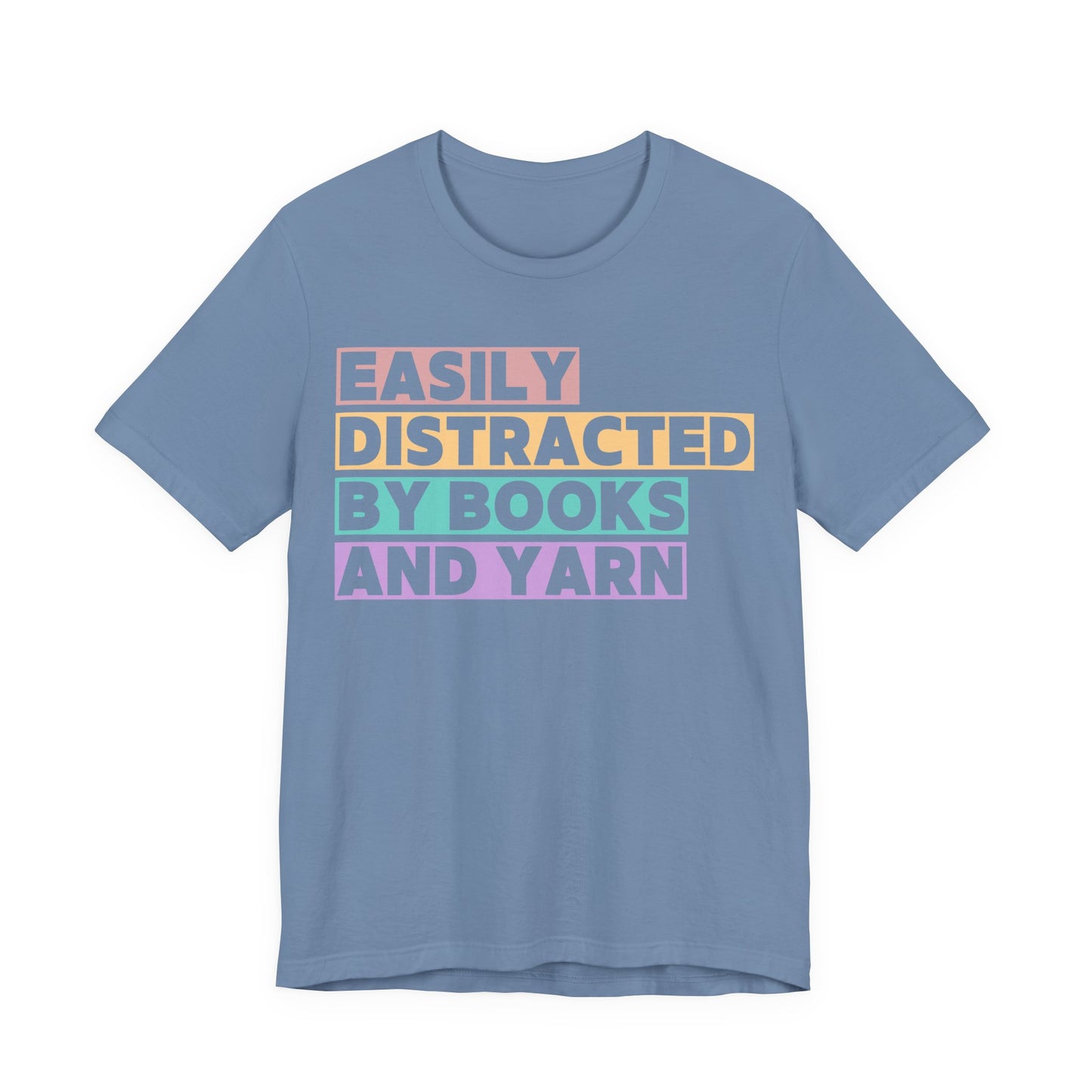 Easily Distracted by Books And Yarn (block) T-Shirt
